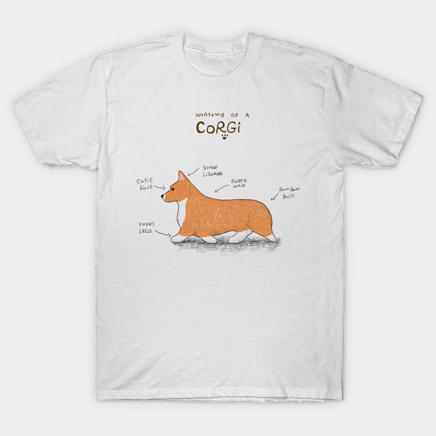 Anatomy of corgi T-Shirt by Flowerandteenager